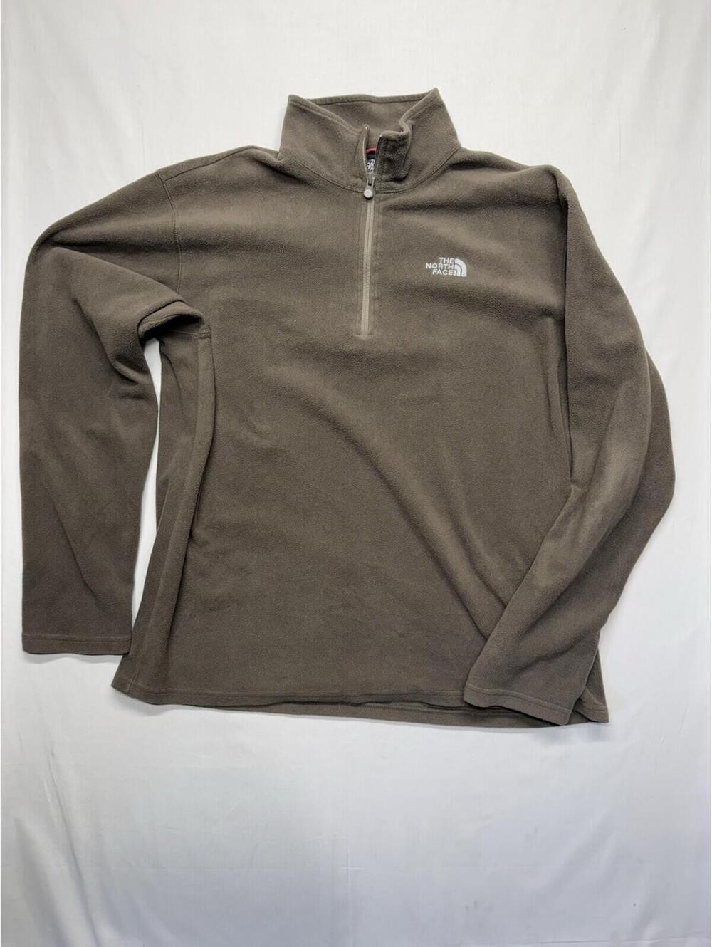 North Face Fleece Pullover 1/4 Zip Large Olive Gray